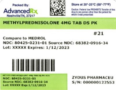 Label 1 (Methylprednisolone Ds Pk 80425 0231 01)